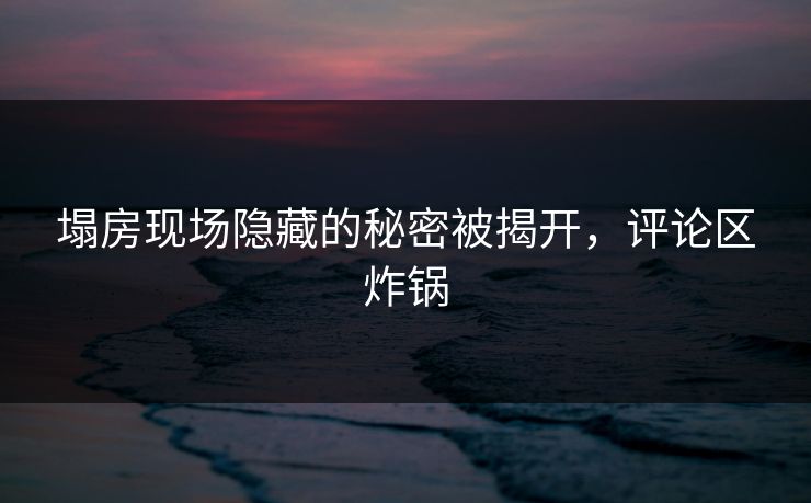 塌房现场隐藏的秘密被揭开，评论区炸锅