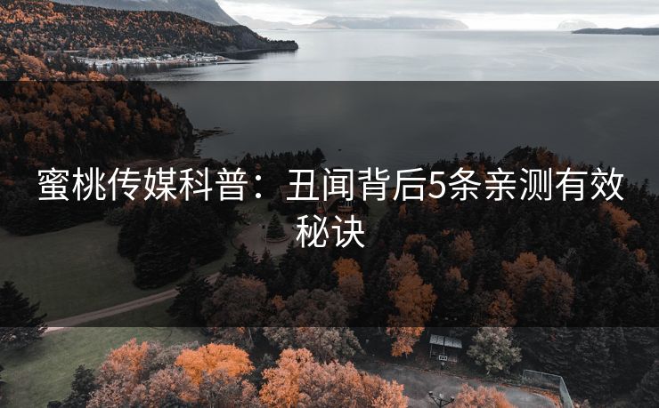 蜜桃传媒科普：丑闻背后5条亲测有效秘诀