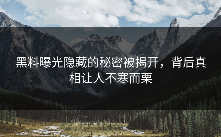 黑料曝光隐藏的秘密被揭开，背后真相让人不寒而栗