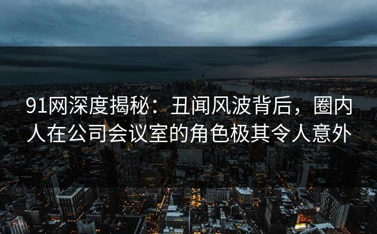 91网深度揭秘：丑闻风波背后，圈内人在公司会议室的角色极其令人意外