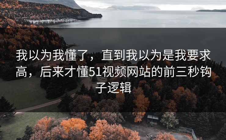 我以为我懂了，直到我以为是我要求高，后来才懂51视频网站的前三秒钩子逻辑